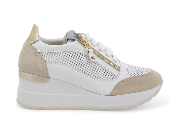 Melluso Donna Scarpe Estive Lacci + Zip con Zeppa tomaia Pelle bianca R20436D-227591